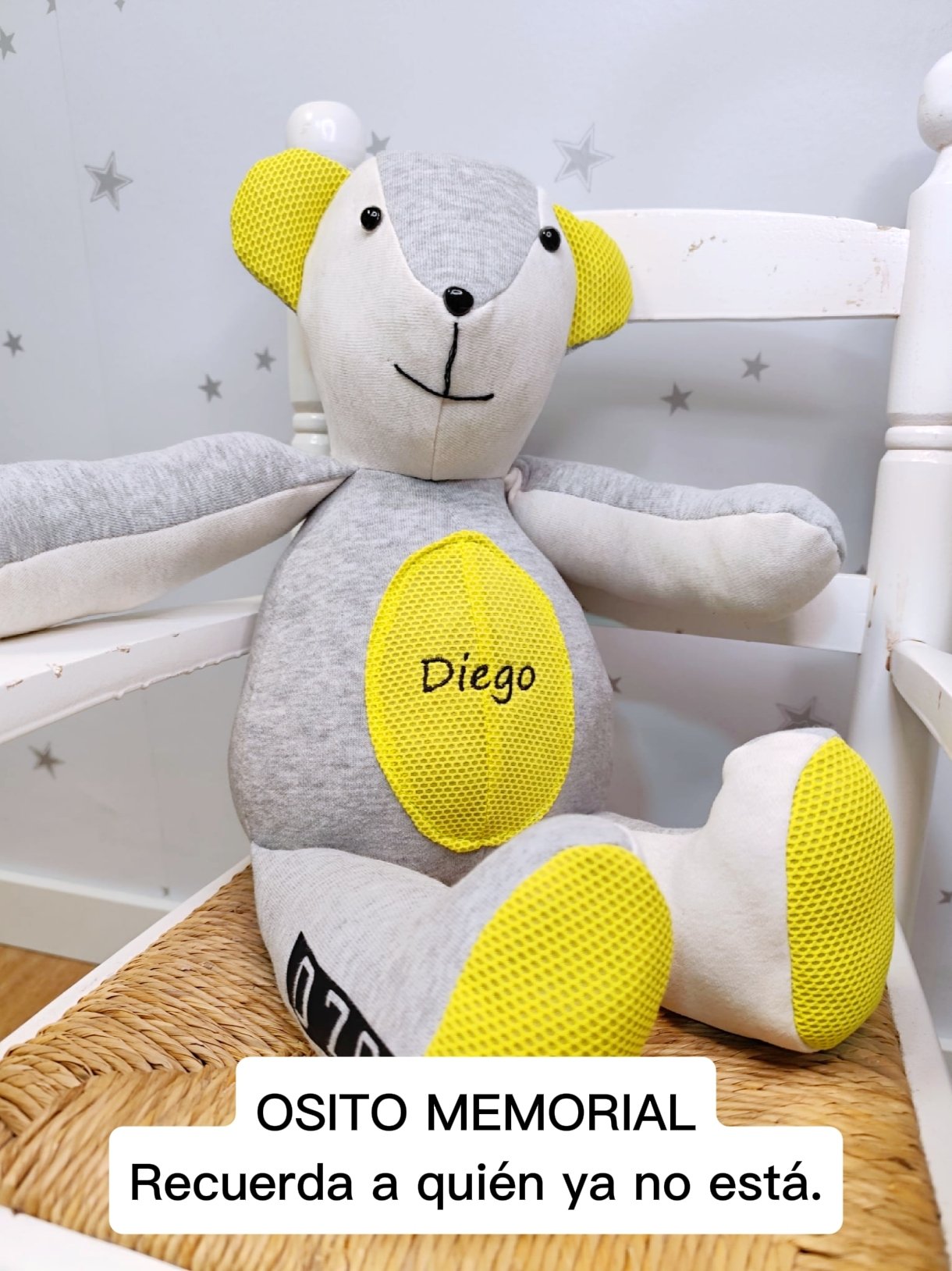 Osito memorial Diego bordado en pecho