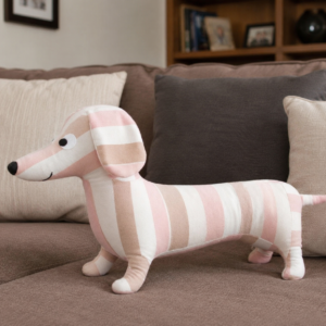 Perrito memorial teckel rosa y beige